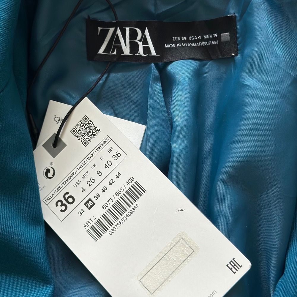 Zara Teal Single-Button Blazer - Picture 8 of 15